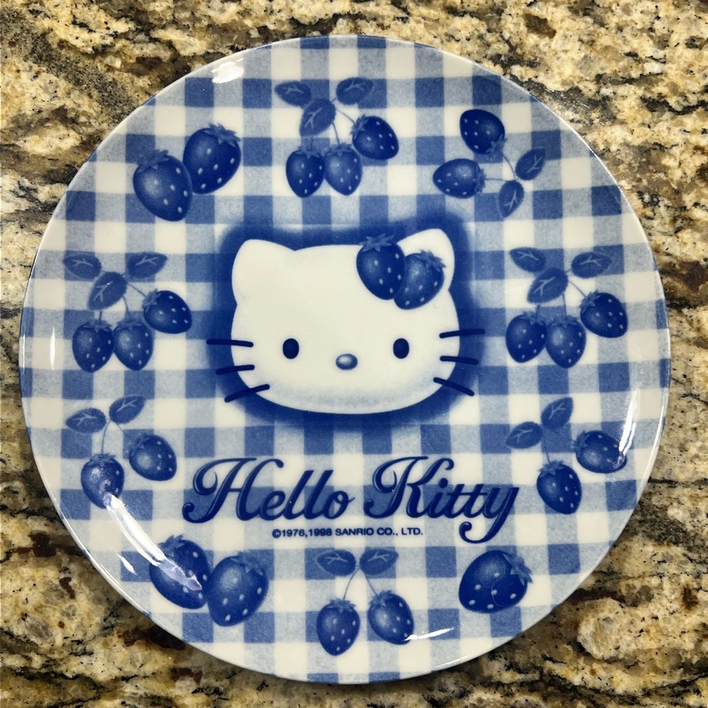 Set of Two Vintage Hello Kitty Plates Color Blue